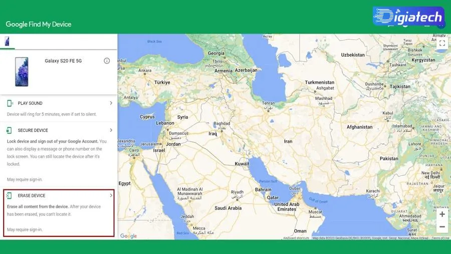 آموزش حذف اطلاعات گوشی از طریق Find My Device گوگل