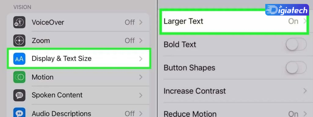  صفحه Display & Text Size