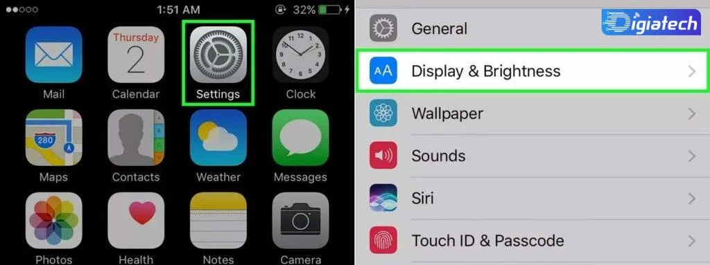 قسمت Display & Brightness