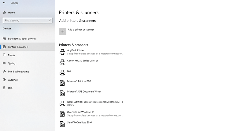 گزینهAdd Printer or Scanner