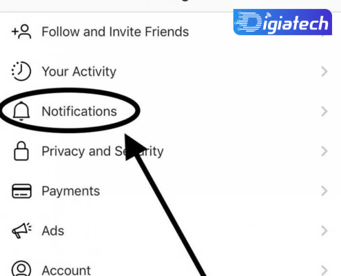 غیرفعال کردن نوتیفیکیشن اینستاگرام از طریق اپلیکیشن