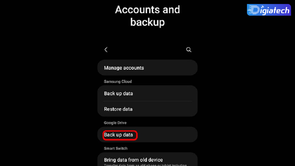  گزینه Backup data در بکاپ گرفتن‌ از پیامک ها در حساب گوگل