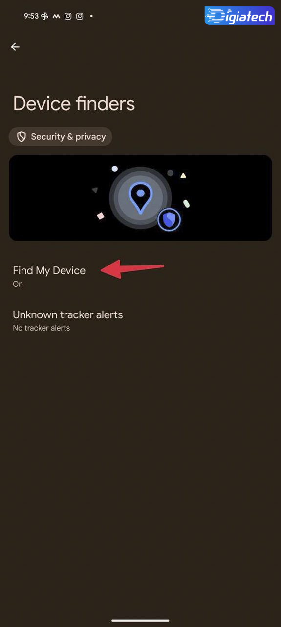 گزینه Find My Device برای فعال کردن در اندروید