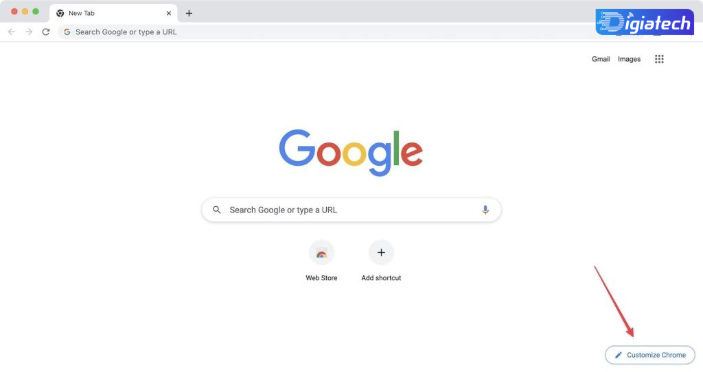 دکمه Customize Chrome استفاده به عنوان پس‌زمینه گوگل 