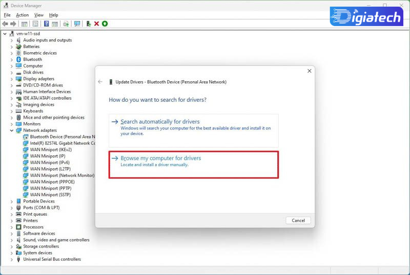 گزینه “Browse my computer for drivers” برای نصب درایور ها به صورت دستی