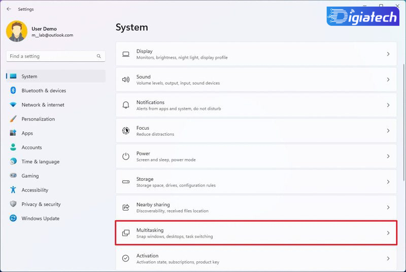 صفحه Multitasking در روشن یا خاموش کردن گروه‌های Snap در TASKBAR