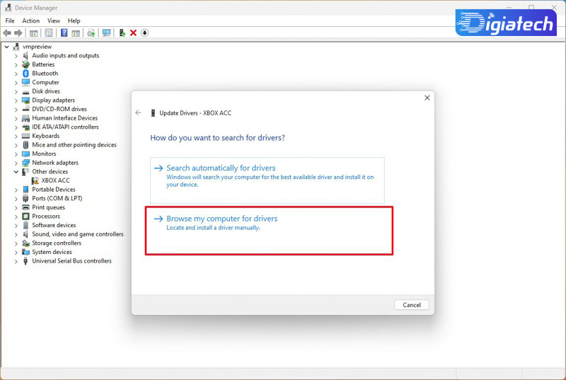 گزینه “Browse my computer for drivers در رفع علامت زرد در Device Manager ویندوز
