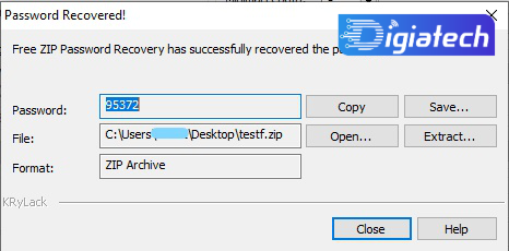 مشاهده رمز عبور با نرم افزار ZIP Password Recovery