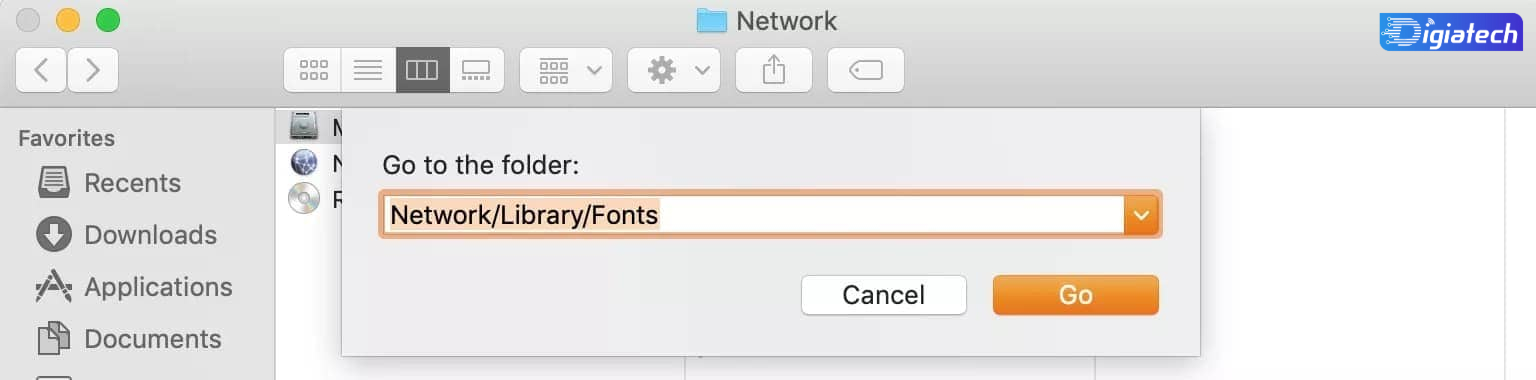تایپ Network/Library/Fonts در نصب فونت فارسی مک