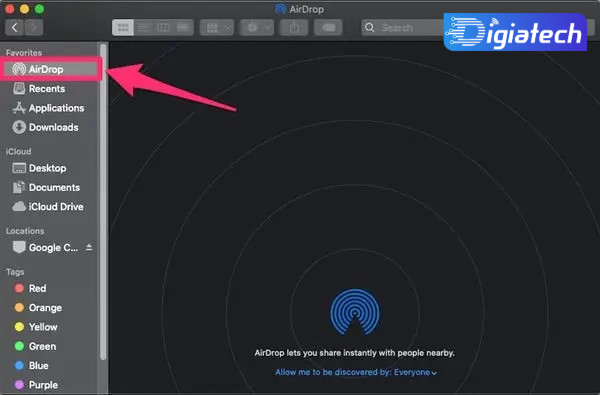 فعال‌کردن ایردراپ روی مک (Mac)