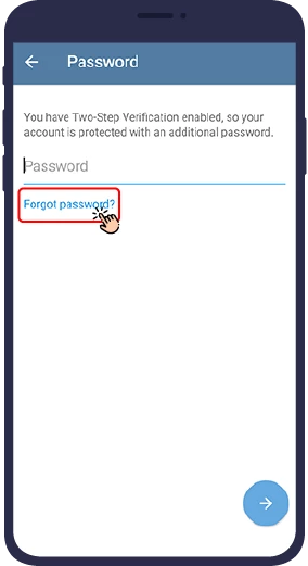 گزینه Forgot Password در صورت فراموشی رمز ورود دو مرحله ای