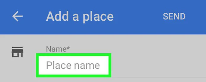 وارد کردن نام مکان مورد نظر در ثبت مکان در گوگل مپ