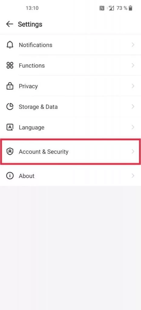  گزینه Account & Security برای حذف اکانت ایمو (imo)