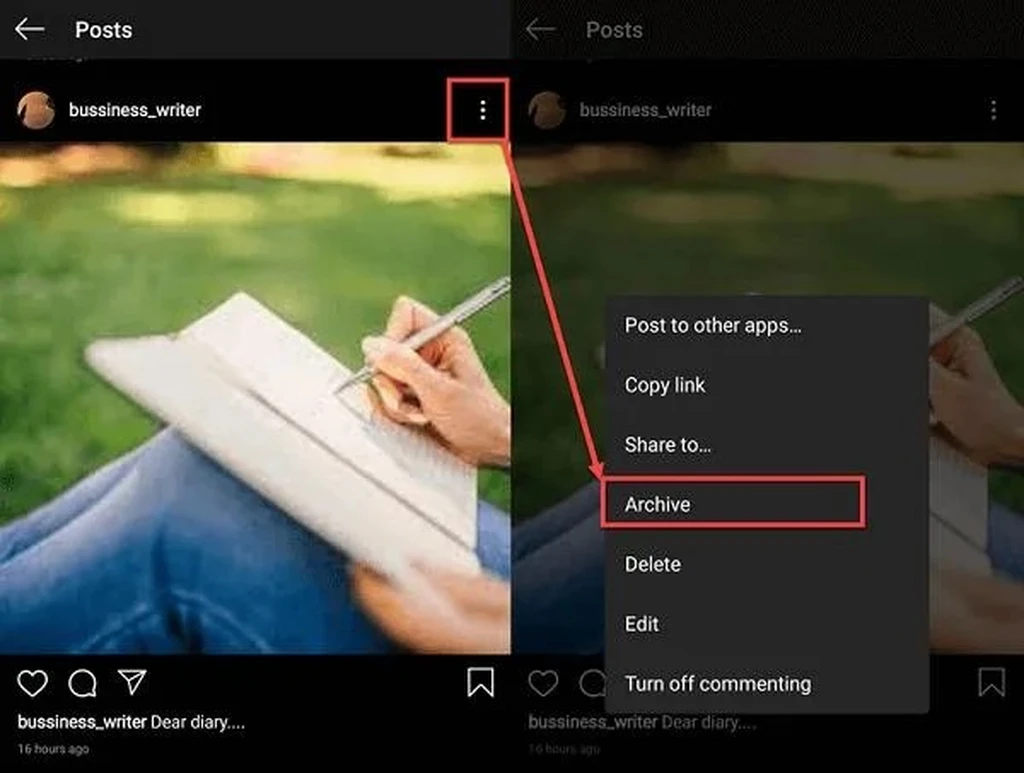 نحوه‌ی آرشیو کردن پست در اینستاگرام