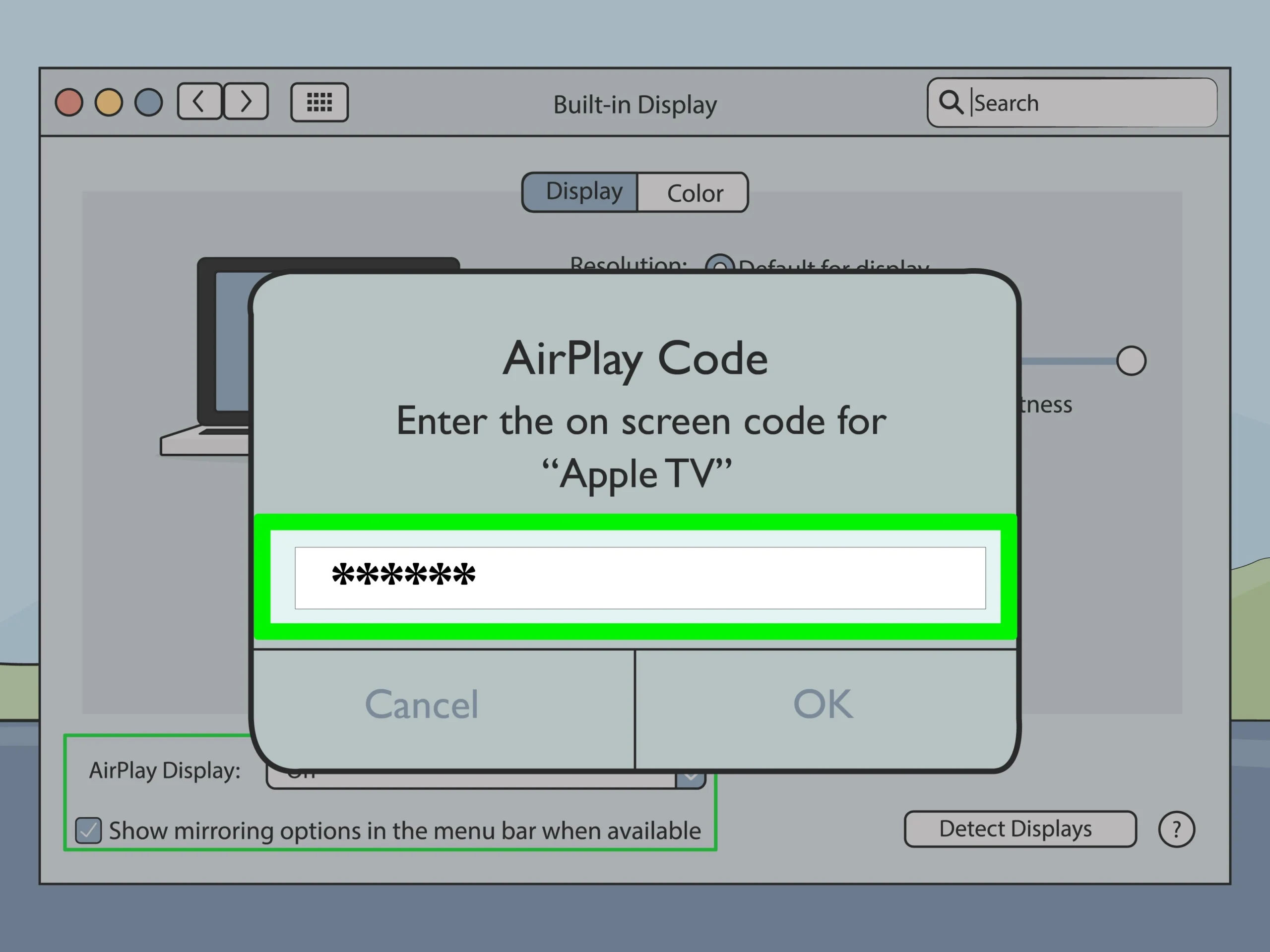 کد چهار رقمی (AirPlay Code) برای اتصال مک‌ بوک به تلویزیون هوشمند با استفاده از AirPlay