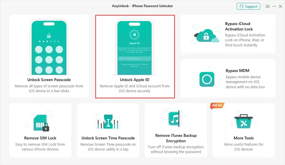 حذف اپل ایدی بدون داشتن پسورد با  ابزار AnyUnlock در کامپیوتر