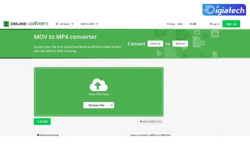 وب سایت Online-convert برای تبدیل MOV به MP4 