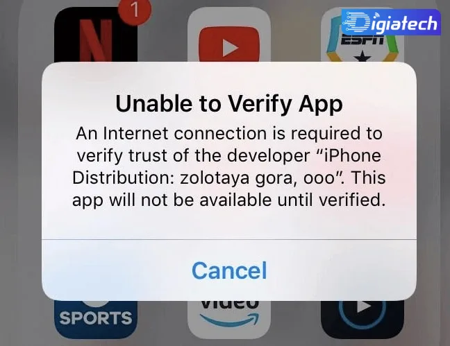 آموزش حل مشکل خطا Unable To Verify App در آیفون 