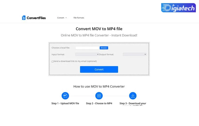 وب سایت Convert Files  برای تبدیل MOV به MP4 