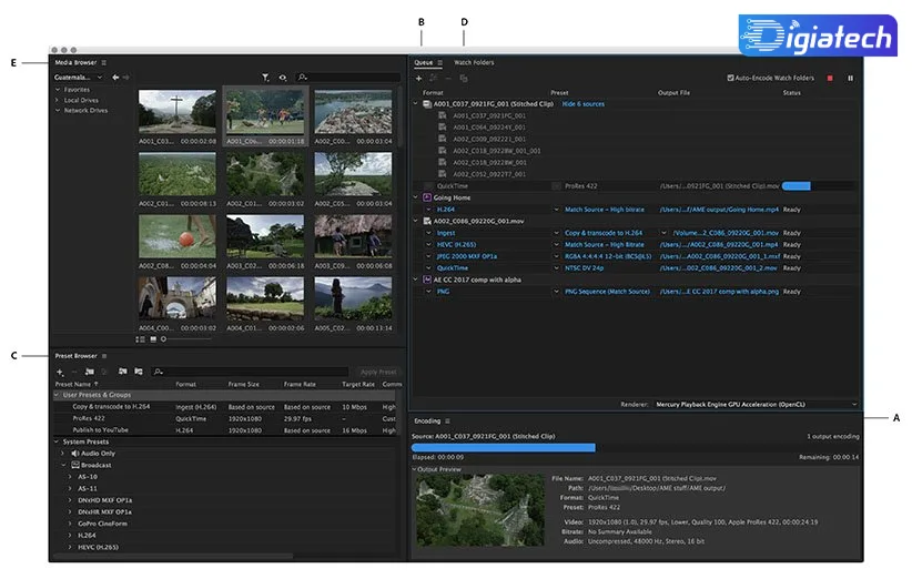 نرم افزار Adobe Media Encoder fvhd تبدیل MOV به MP4 با کامپیوتر