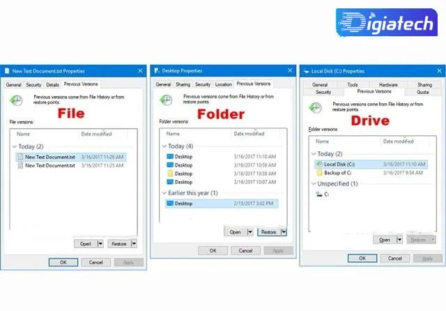 استفاده از قابلیت “Previous Versions” در ویندوز