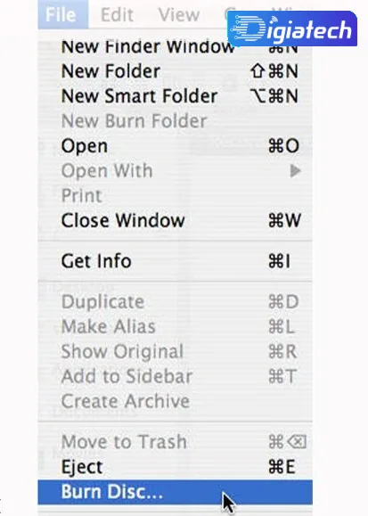 مراحل رایت سی‌ دی در macOS