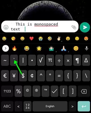 ارسال پیام های تک فاصله (Monospace) در واتساپ ارسال پیام های تک فاصله (Monospace) در واتساپ