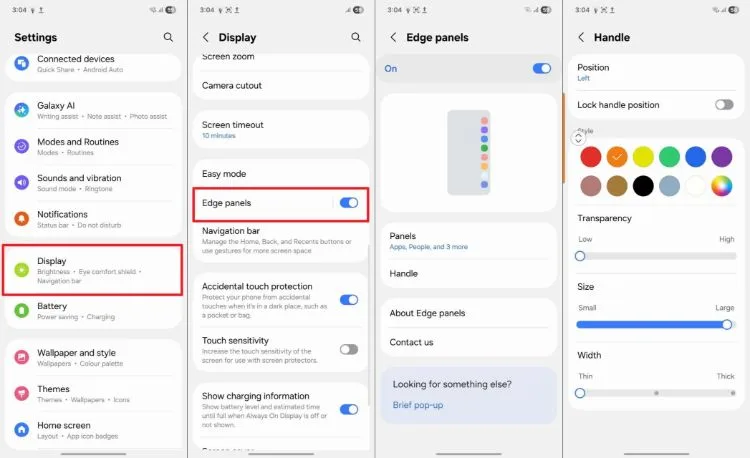قابلیت اج پنل Edge Panel