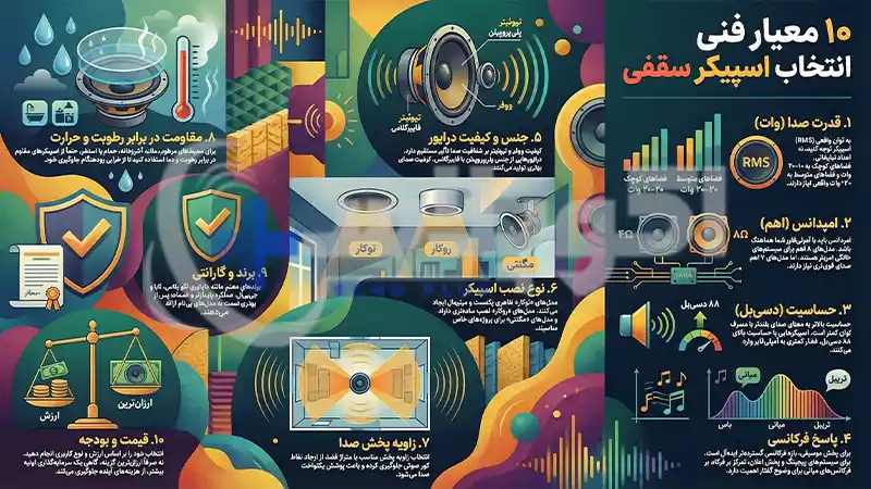 مشخصات فنی برای انتخاب و خرید اسپیکر سقفی مشخصات فنی برای انتخاب و خرید اسپیکر سقفی